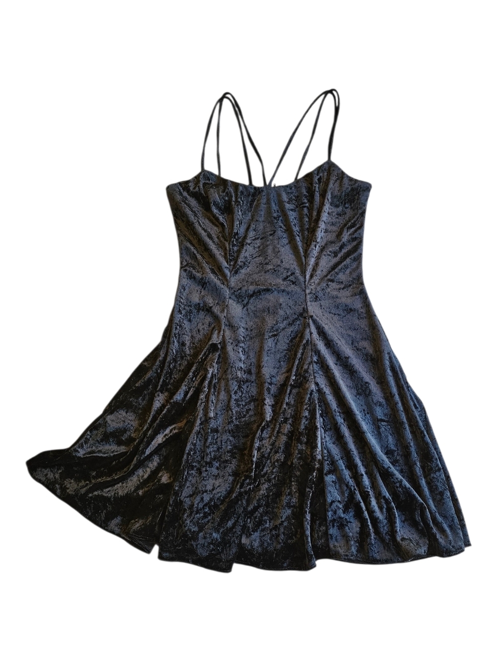 Vintage 90s Y2K Hearts Crushed Velvet Mini Dress Goth Whimsigoth Strappy 7/8 USA